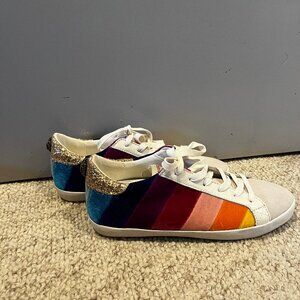 NEW Kurt Geiger Velvet Leather Lexi Rainbow Eagle Sneakers